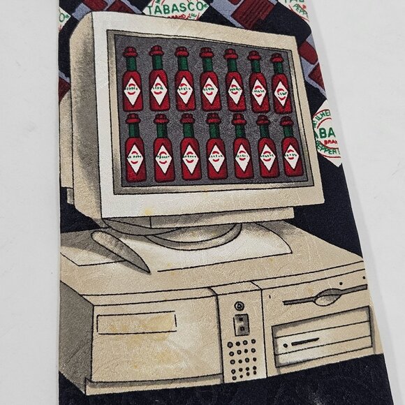 Tabasco Sauce Vintage Retro Computer Tech Geek Hot Sauce Silk Tie - Picture 7 of 11
